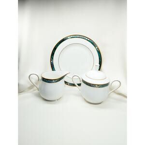 Set of 3 Lenox Kelly Debut Collection Sugar Bowl With Lid Creamer and Plate USA